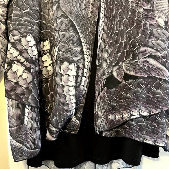 Picadilly, gray, black and white tunic 2 layer blouse - Picture 3 of 6